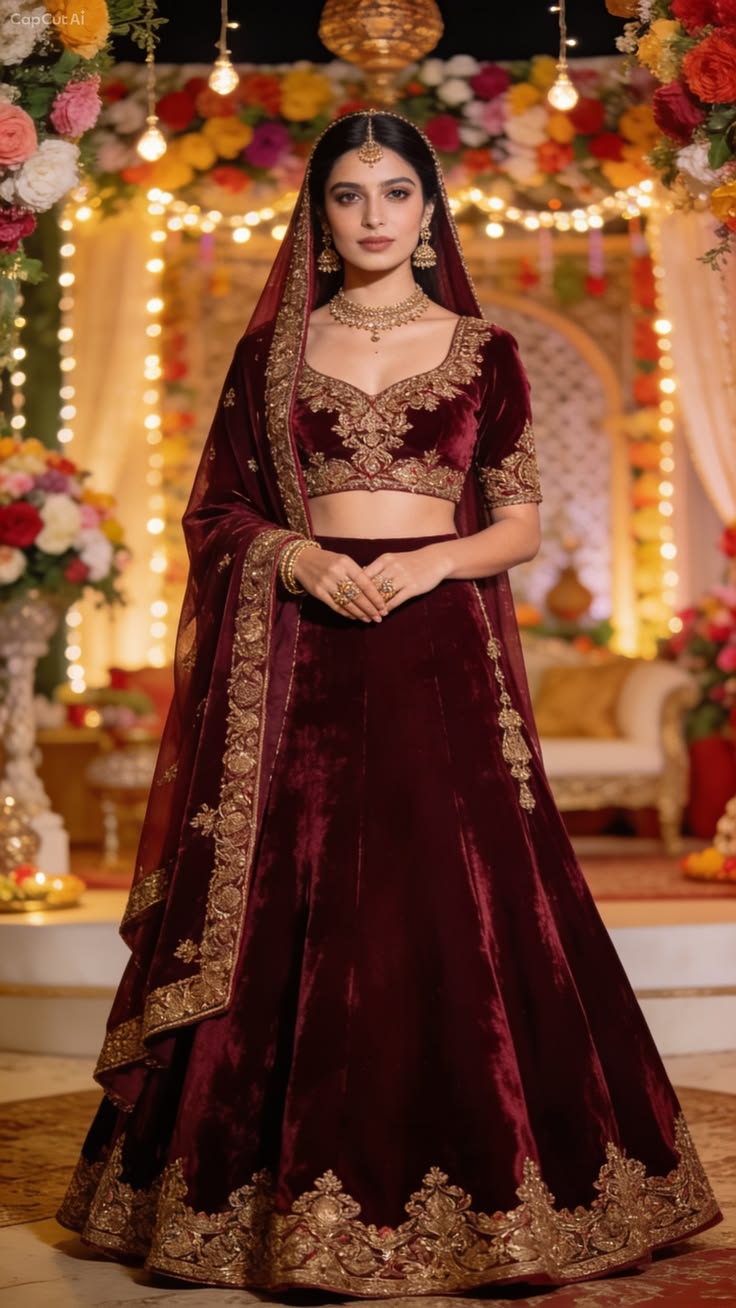 Zardosi Velvet Lehenga